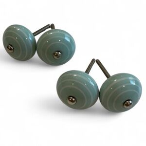 Anthropologie Mint Green Ceramic Cabinet Knobs – Set of 4, Retro Spiral Design
